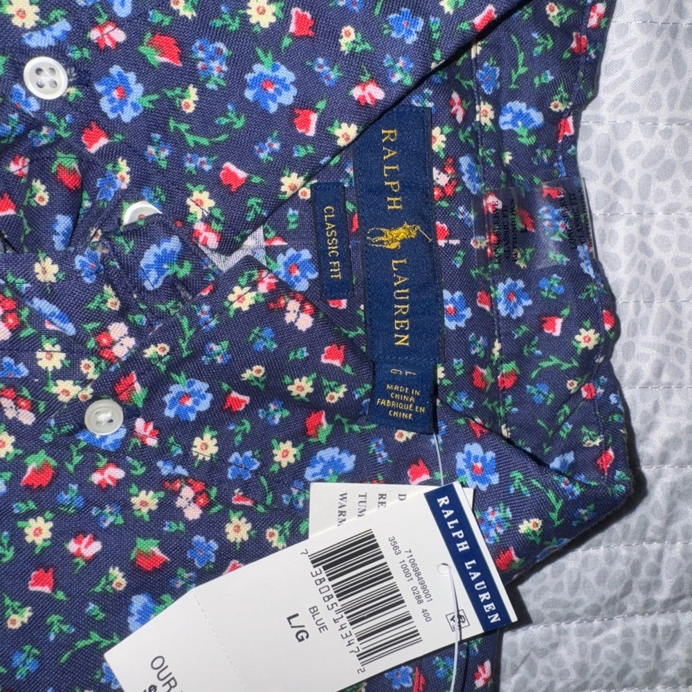 Ralph Lauren Blue and Red Casual Button Down Shirt